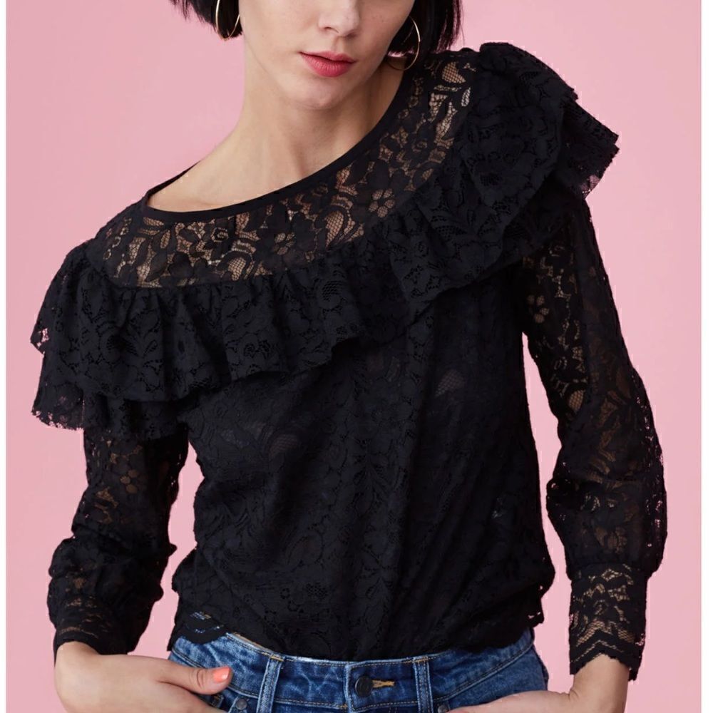 Rebecca Taylor Floral lace ruffle top